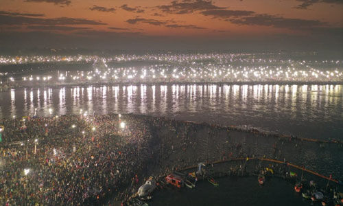 प्रयागराज कुम्भ का विहंगम दृश्य