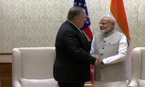 अमेरिकी विदेश मंत्री पोंपियो ने आज प्रधानमंत्री मोदी से की मुलाकात
