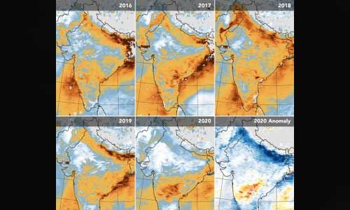 कोरोना लॉकडाउन : नासा ने तस्वीर जारी कर कहा भारत में कम हुआ वायु प्रदूषण