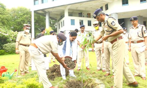 गृहमंत्री मिश्रा ने शहीद कोरोना योद्धाओं की स्मृति में किया पौधरोपण
