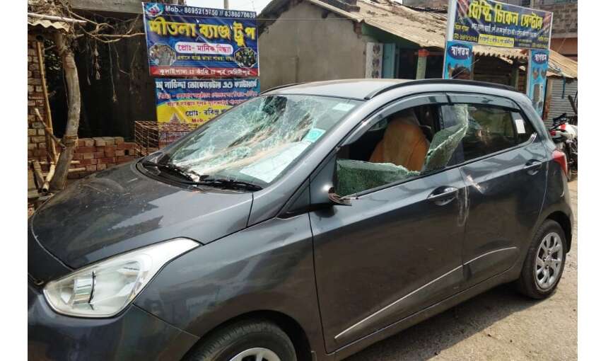 प. बंगाल में हिंसा जारी, भाजपा नेता सोमेंदु अधिकारी पर हमला, कार के शीशे टूटे