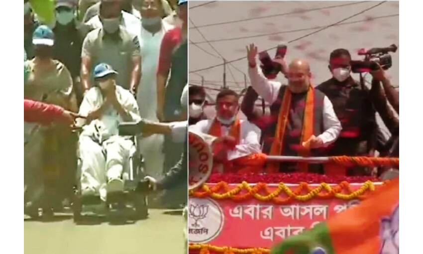 नंदीग्राम में अमित शाह और ममता बनर्जी का रोड शो, दूसरे चरण  के लिए प्रचार जारी