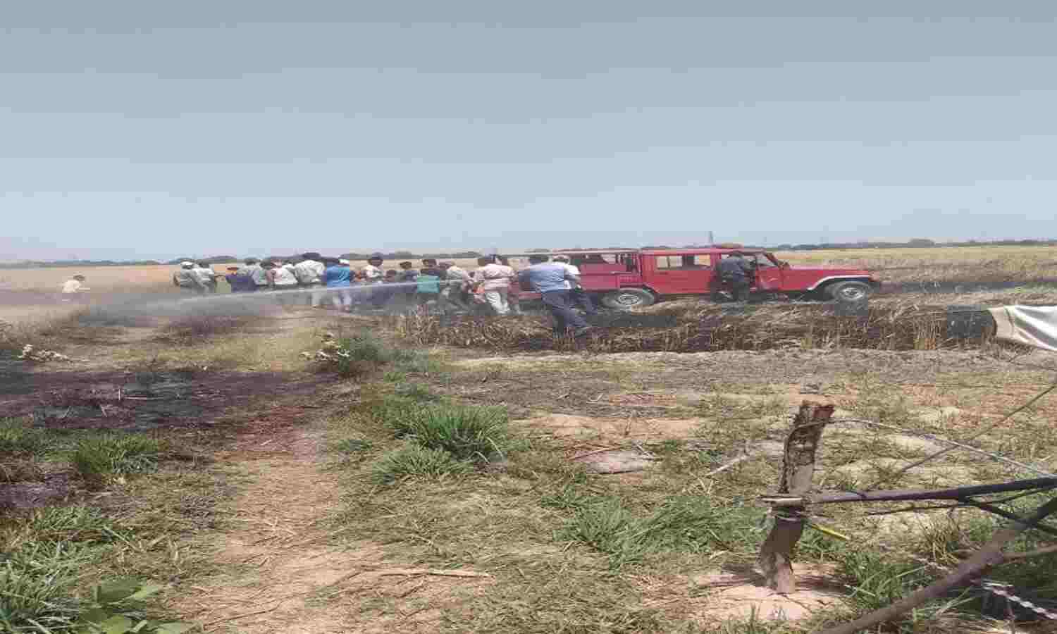 कानपुर देहात: आगजनी से डेढ़ बीघा गेहूं जलकर खाक