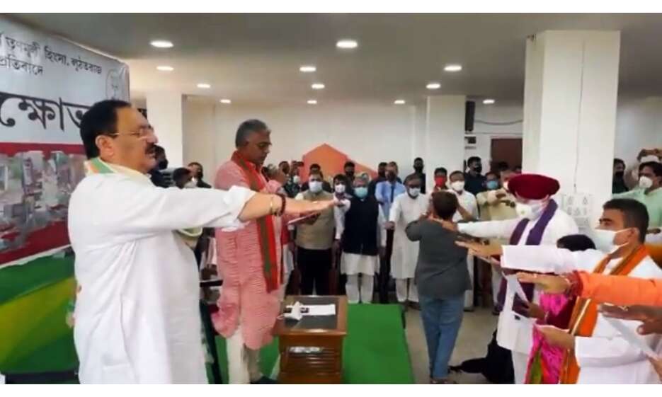 पश्चिम बंगाल हिंसा के विरोध में भाजपा देगी धरना, नड्डा ने विधायकों को दिलाई शपथ