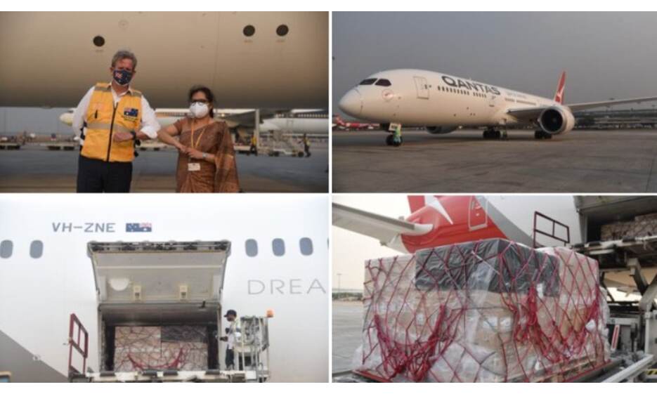 ऑस्ट्रेलिया का ड्रीमलाइनर विमान 1056 वेंटीलेटर और ऑक्सीजन मशीन लेकर भारत आया