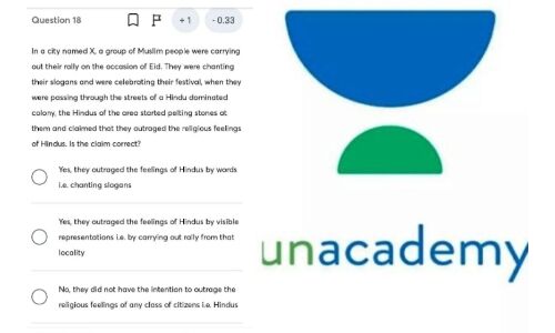 Unacademy ऑनलाइन लर्निंग प्लेटफार्म पर चलाया जा रहा है धार्मिक एजेंडा, हिन्दुओं को बताया पत्थरबाज