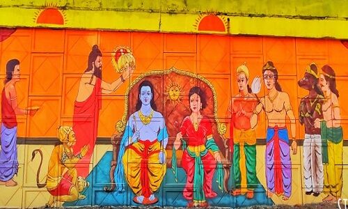 अयोध्या में ओवरब्रिज की दीवारों पर उकेरी जा रही प्रभु श्रीराम की जीवनलीला, देखिए तस्वीरें