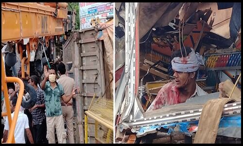 बहराइच: दो ट्रकों की भीषण टक्कर में एक की मौत, तीन घायल