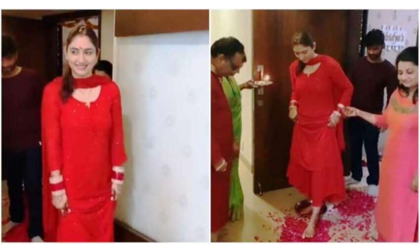 राहुल वैद्य संग दिशा परमार ने किया गृह प्रवेश, माँ ने किया स्वागत