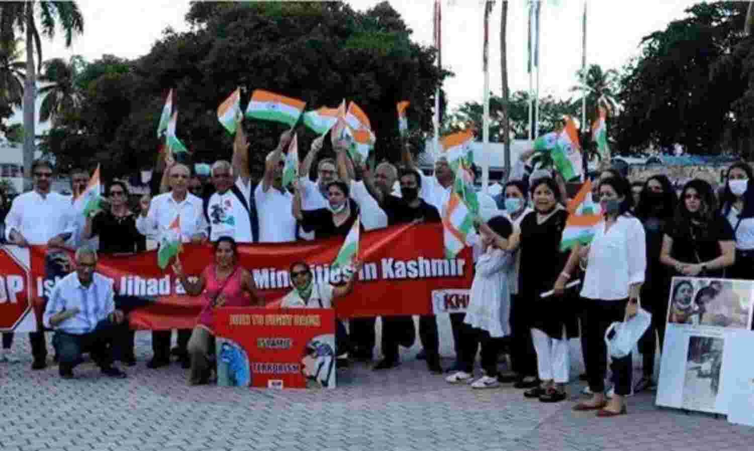 कश्मीर हिंसा का अमेरिका में विरोध, लोगों ने इस्लामी आतंकवाद के खिलाफ लगाए नारे