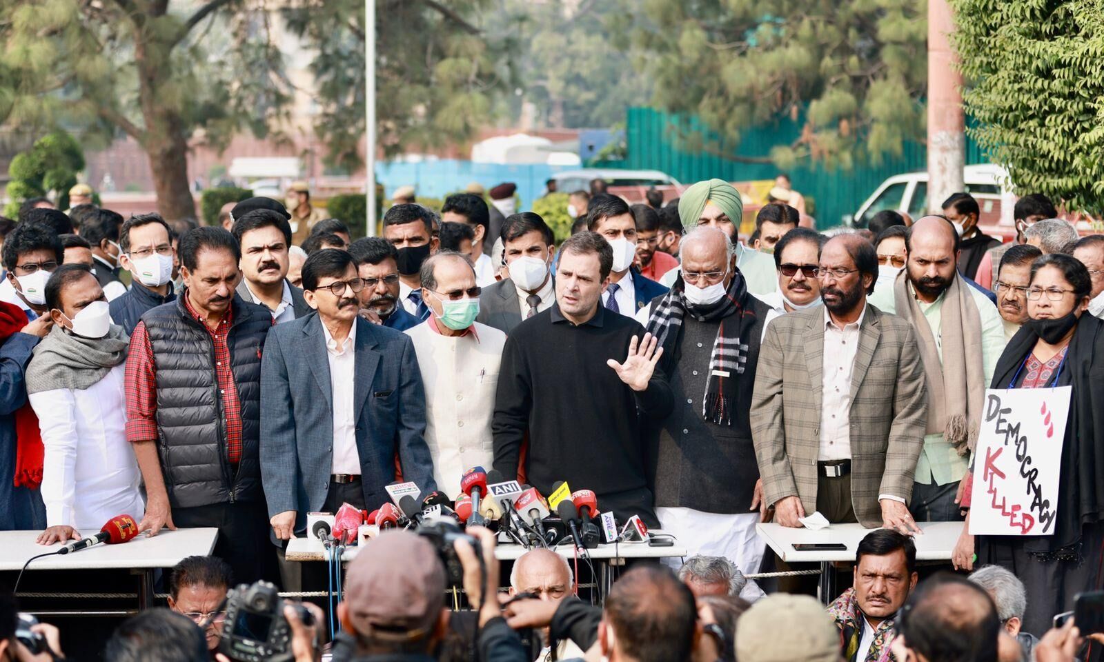 सांसदों के निलंबन पर विपक्ष का विरोध मार्च, राहुल बोले हो रही लोकतंत्र की हत्या सांसदों के निलंबन पर विपक्ष का विरोध मार्च, राहुल बोले हो रही लोकतंत्र की हत्या