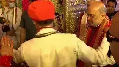 गृहमंत्री अमित शाह तीन दिवसीय दौरे पर पहुंचे जम्मू-कश्मीर, मां वैष्णो देवी के किए दर्शन