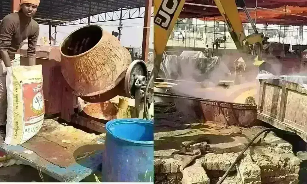 चंबल का अनोखा भंडारा, बुलडोजर बना रहा सब्जी, क्रांकीट बनाने वाला मिक्सर घोल रहा बेसन