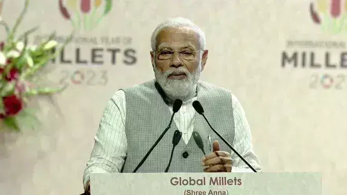 प्रधानमंत्री ने ग्लोबल मिलेट्स सम्मेलन का किया उद्घाटन, कहा - किसानों के लिए वरदान है श्री अन्न