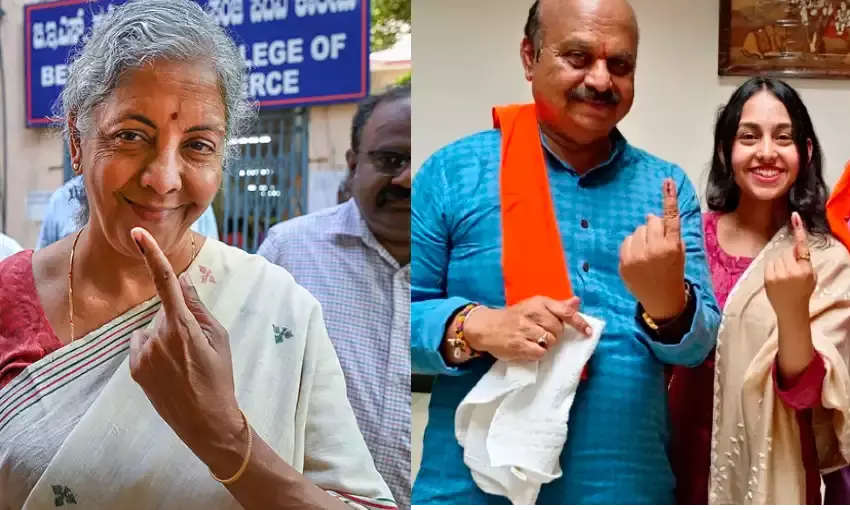 कर्नाटक में मुख्यमंत्री बोम्मई-वित्तमंत्री सीतारमण ने डाला वोट, कहा- आसानी से बहुमत मिलेगा