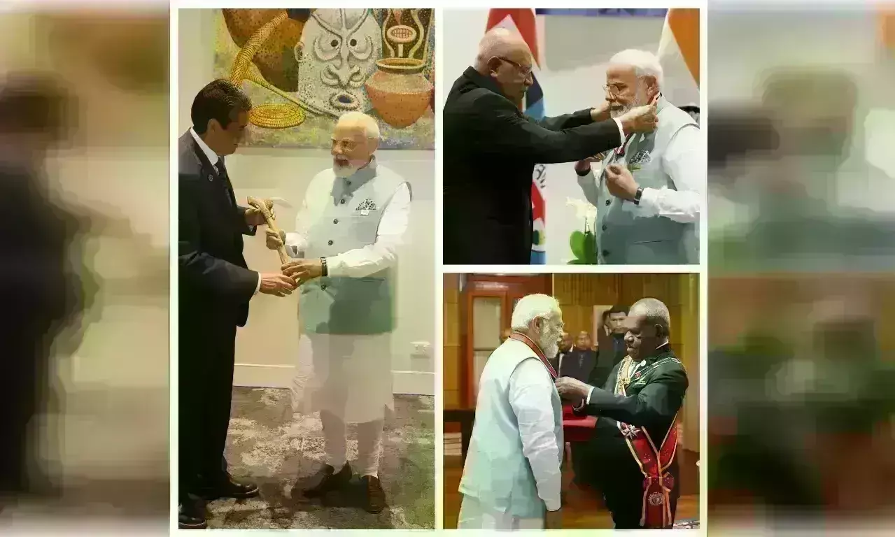 प्रधानमंत्री नरेन्द्र मोदी को पलाऊ, फिजी और पापुआ न्यू गिनी ने सर्वोच्च नागरिक सम्मान दिया