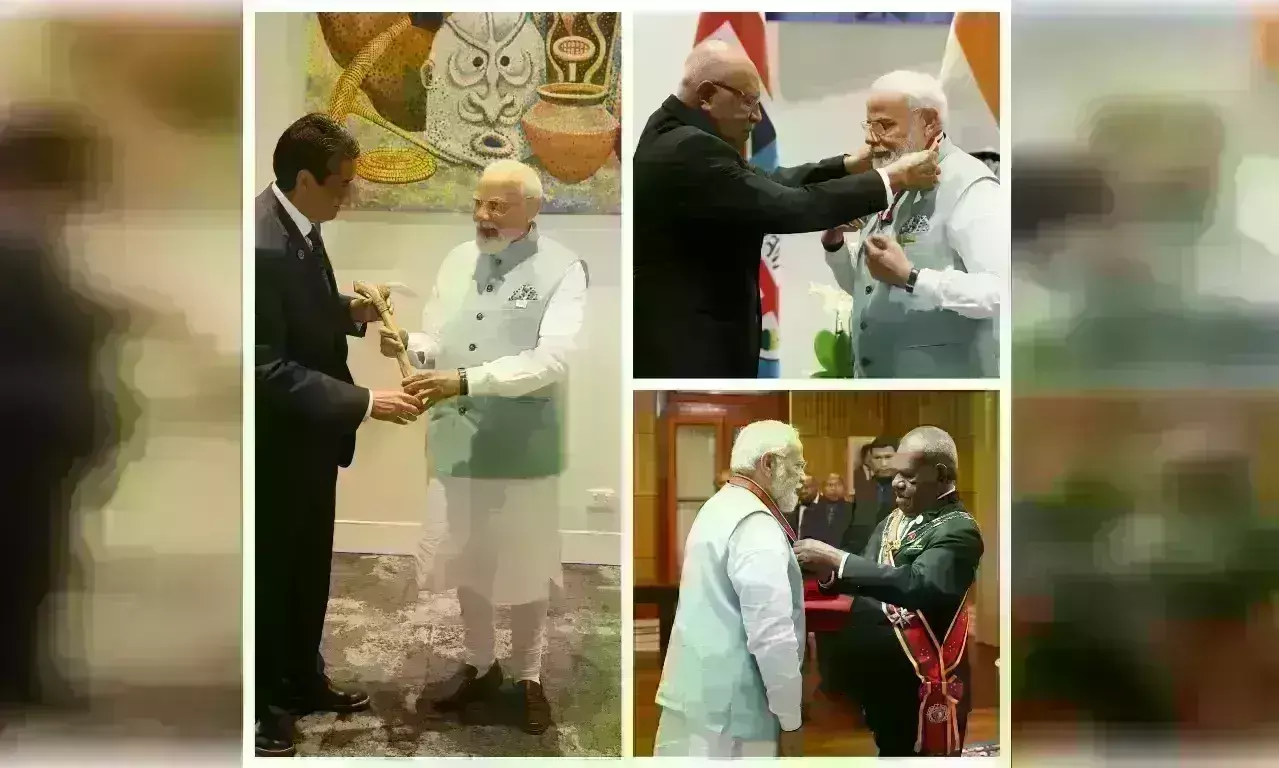 प्रधानमंत्री नरेन्द्र मोदी को पलाऊ, फिजी और पापुआ न्यू गिनी ने सर्वोच्च नागरिक सम्मान दिया