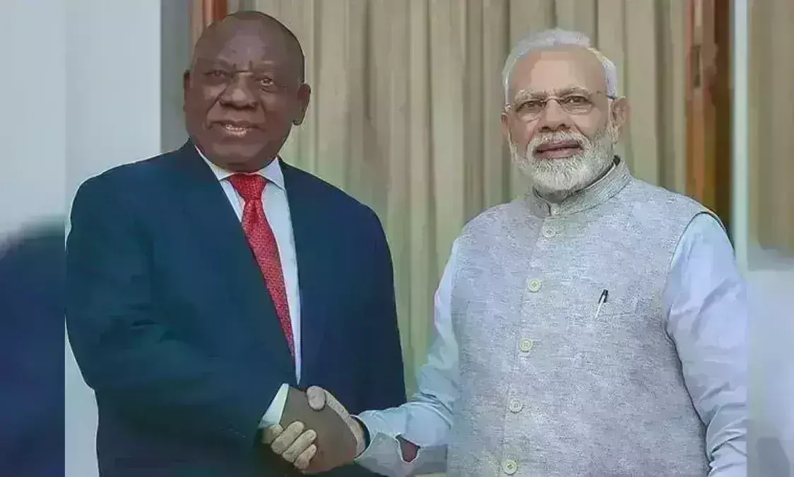 प्रधानमंत्री मोदी ने दक्षिण अफ्रीका के राष्ट्रपति से की मुलाकात, व्यापार, रक्षा व निवेश संबंध मजबूत करने पर चर्चा प्रधानमंत्री मोदी ने दक्षिण अफ्रीका के राष्ट्रपति से की मुलाकात, व्यापार, रक्षा व निवेश संबंध मजबूत करने पर चर्चा