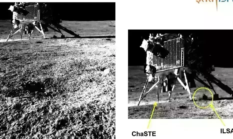Mission Chandrayaan 3 : चांद पर प्रज्ञान रोवर ने विक्रम लैंडर से कहा स्माइल प्लीज ! और खींच ली तस्वीर