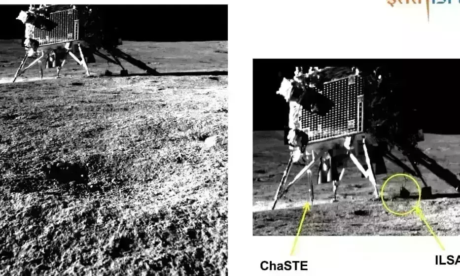 Mission Chandrayaan 3 : चांद पर प्रज्ञान रोवर ने विक्रम लैंडर से कहा स्माइल प्लीज ! और खींच ली तस्वीर