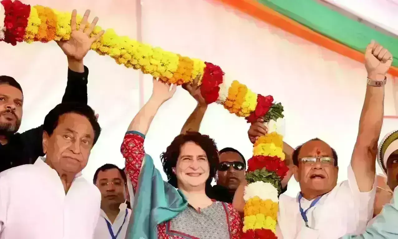 दमोह में गरजीं प्रियंका गांधी, कहा - मप्र में भारी बहुमत से आ रही है कांग्रेस