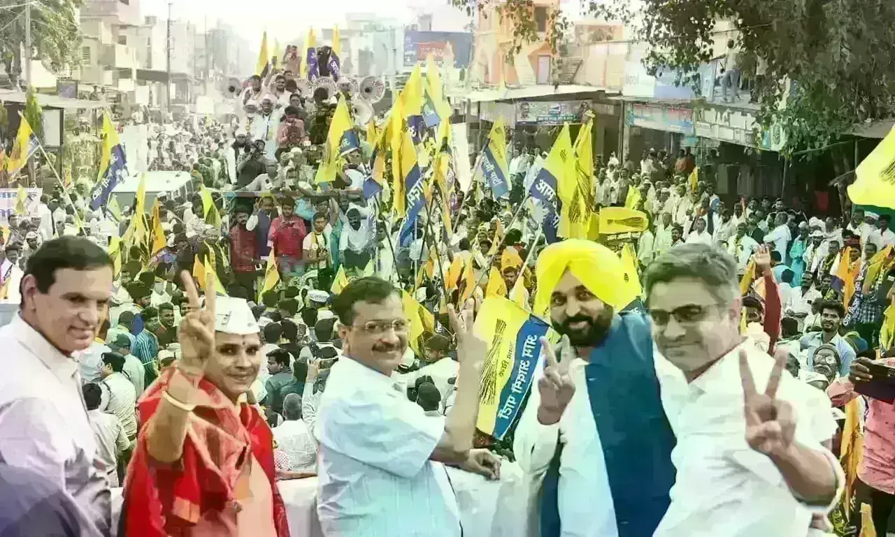 अरविंद केजरीवाल और भगवंत मान ने चाचौड़ा में किया रोड शो, ममता मीणा के लिए मांगे वोट