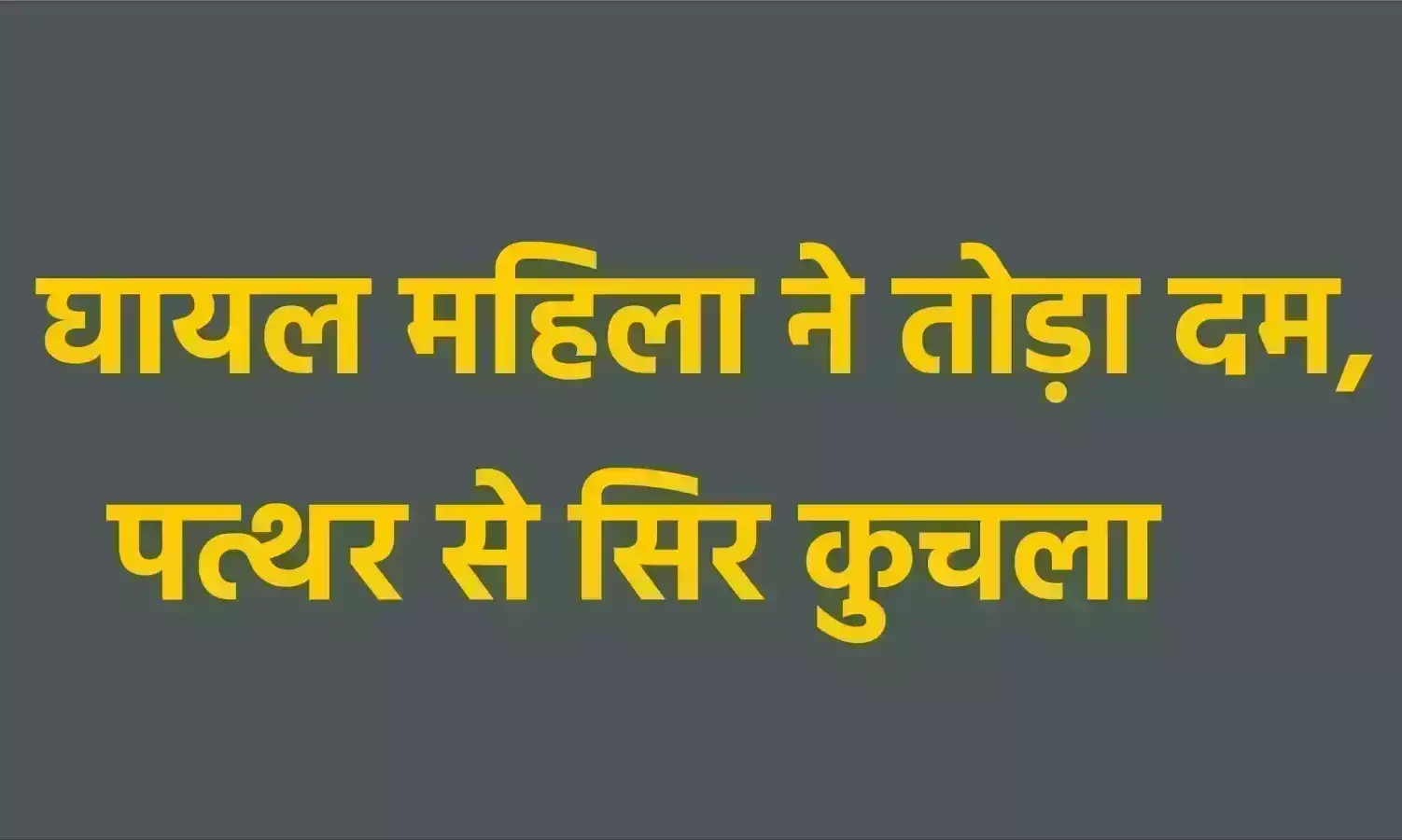घायल महिला ने तोड़ा दम, पत्थर से सिर कुचला घायल महिला ने तोड़ा दम, पत्थर से सिर कुचला