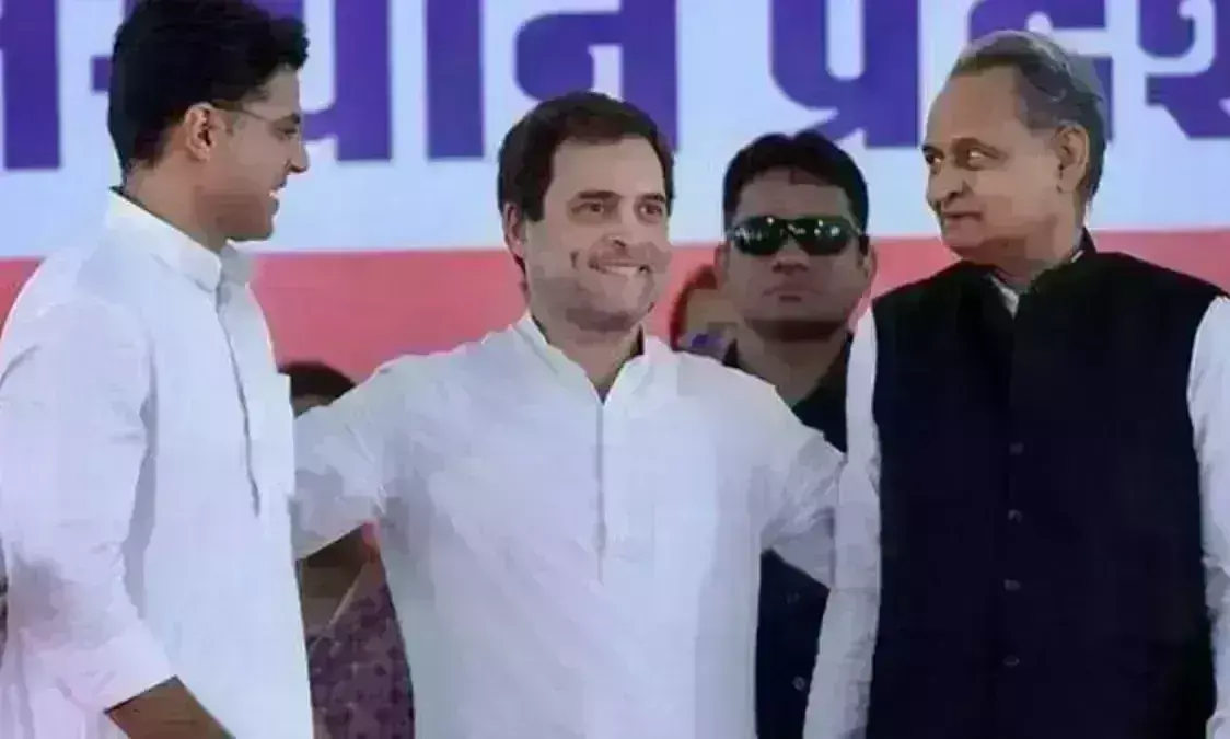 मंच पर पहली बार साथ आए गहलोत-पायलट,  राहुल बोले - एक साथ हैं और एक साथ रहेंगे