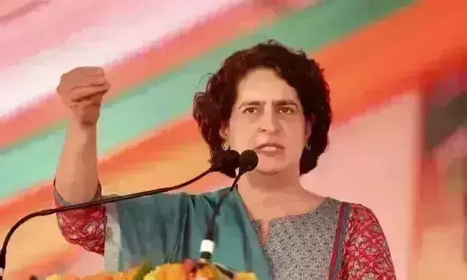 प्रियंका गांधी ने चित्तौड़गढ़ में की जनसभा, कहा - भाजपा राजस्थान के कोने-कोने में खोज रही सीएम
