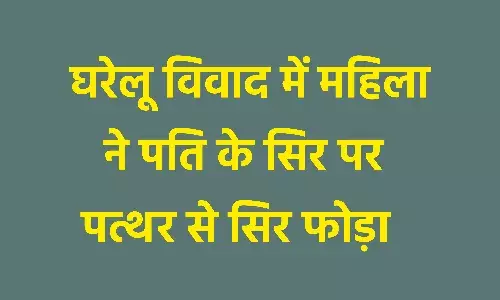 घरेलू विवाद में महिला ने पति के सिर पर पत्थर से सिर फोड़ा