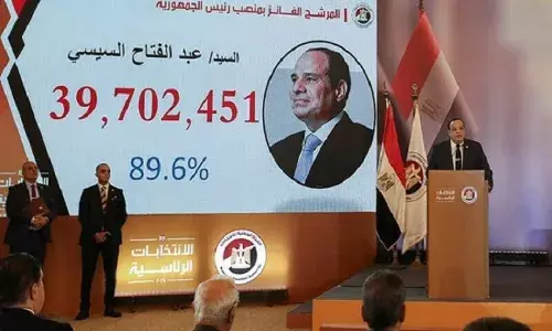 अब्देल फतह अल-सीसी 89.6 फीसदी वोट के साथ मिस्र की सत्ता पर तीसरी बार काबिज