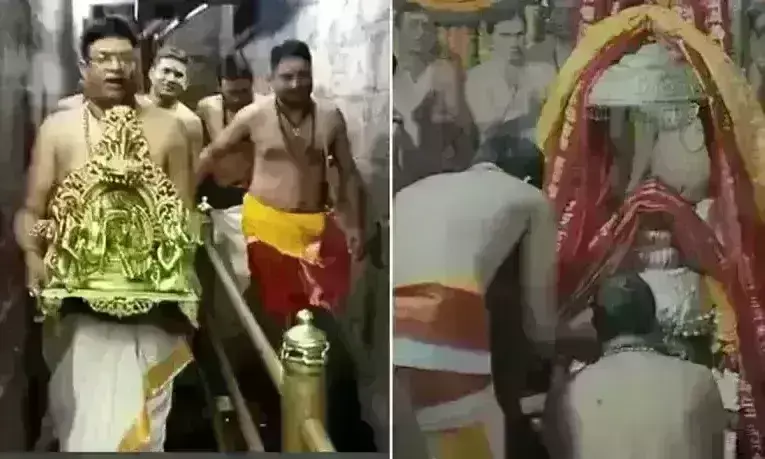 महाकाल मंदिर में भस्म आरती से पहले राम दरबार की मूर्ति बाबा के बगल में विराजित की गई