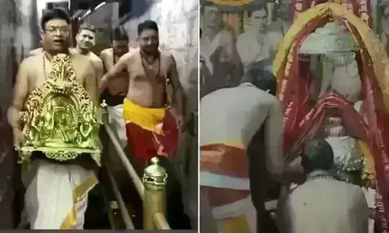 महाकाल मंदिर में भस्म आरती से पहले राम दरबार की मूर्ति बाबा के बगल में विराजित की गई