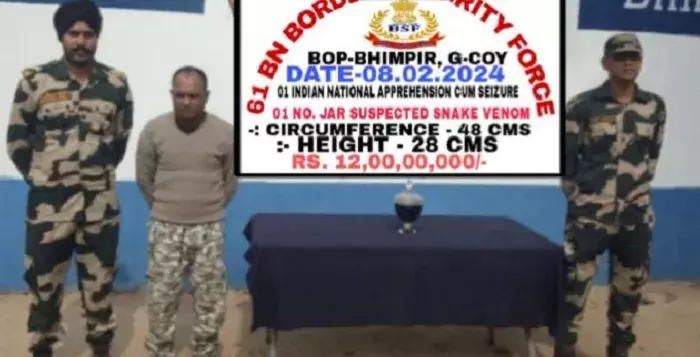 बीएसएफ ने तस्कर को 12 करोड़ रुपये के सर्प विष के साथ पकड़ा