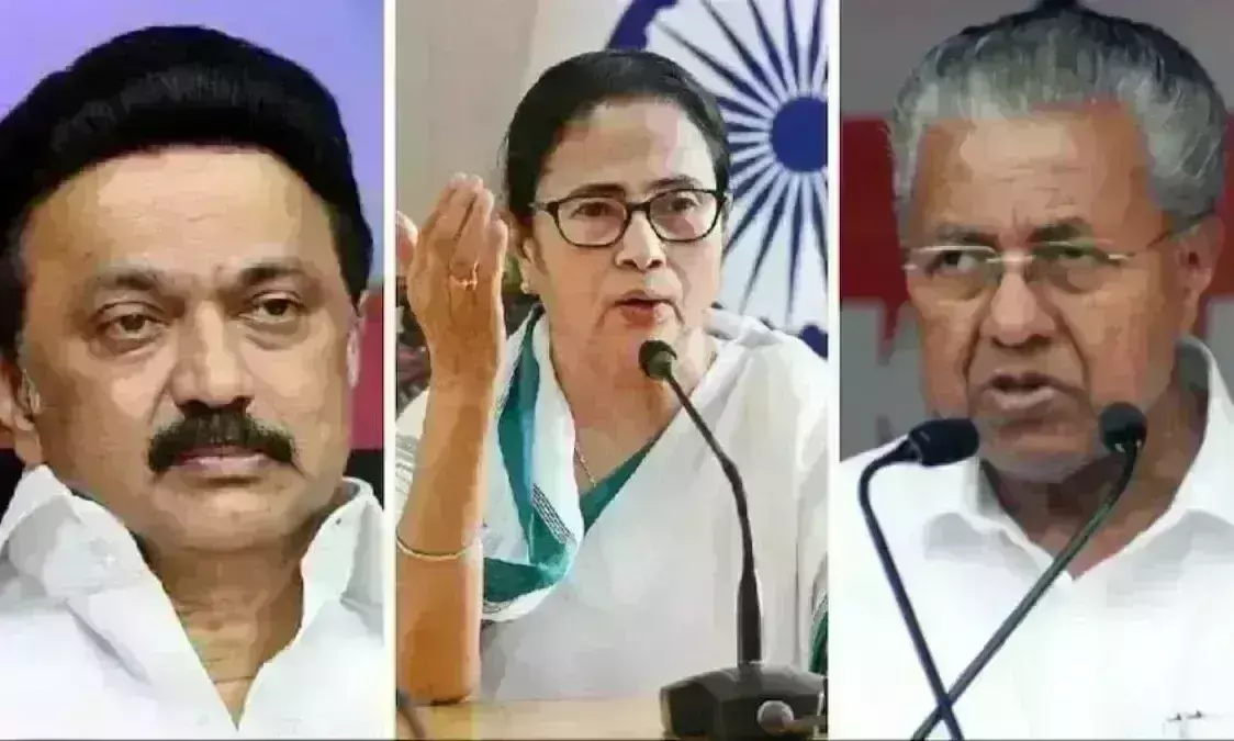 केजरीवाल की गिरफ्तारी पर राजनीति गर्माई, केरल-तमिलनाडु-बंगाल के सीएम ने की निंदा केजरीवाल की गिरफ्तारी पर राजनीति गर्माई, केरल-तमिलनाडु-बंगाल के सीएम ने की निंदा