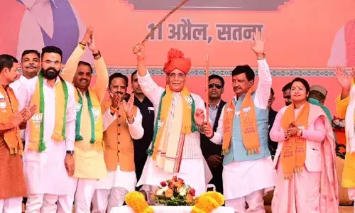 भाजपा खरा सोना, कांग्रेस जंग लगा लोहा: राजनाथ सिंह, नागौद में रक्षा मंत्री ने की भाजपा प्रत्याशी के पक्ष में सभा