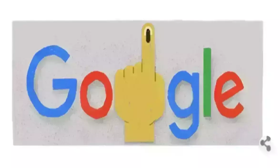 Google ने लोकसभा चुनाव के लिए बनाया Doodle, स्याही के साथ दिखाई इंडेक्स फिंगर