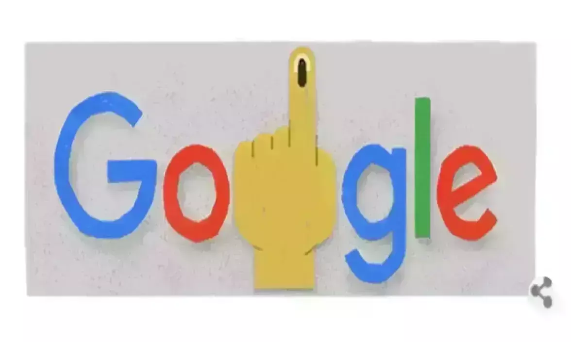 Google ने लोकसभा चुनाव के लिए बनाया Doodle, स्याही के साथ दिखाई इंडेक्स फिंगर