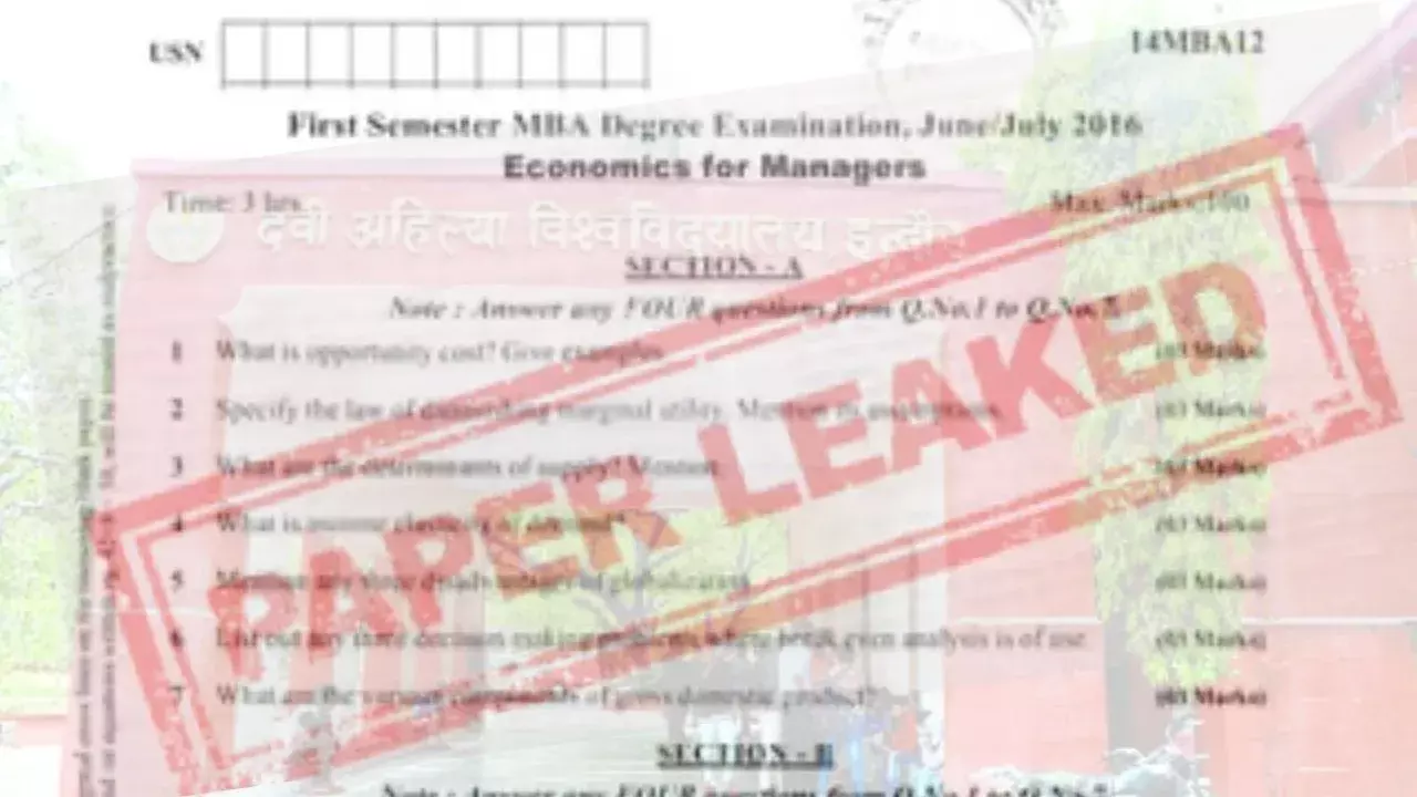 MBA Paper Leak: इंदौर देवी अहिल्या विश्वविद्यालय में कंप्यूटर का पेपर लीक, दो छात्रों को किया गिरफ्तार