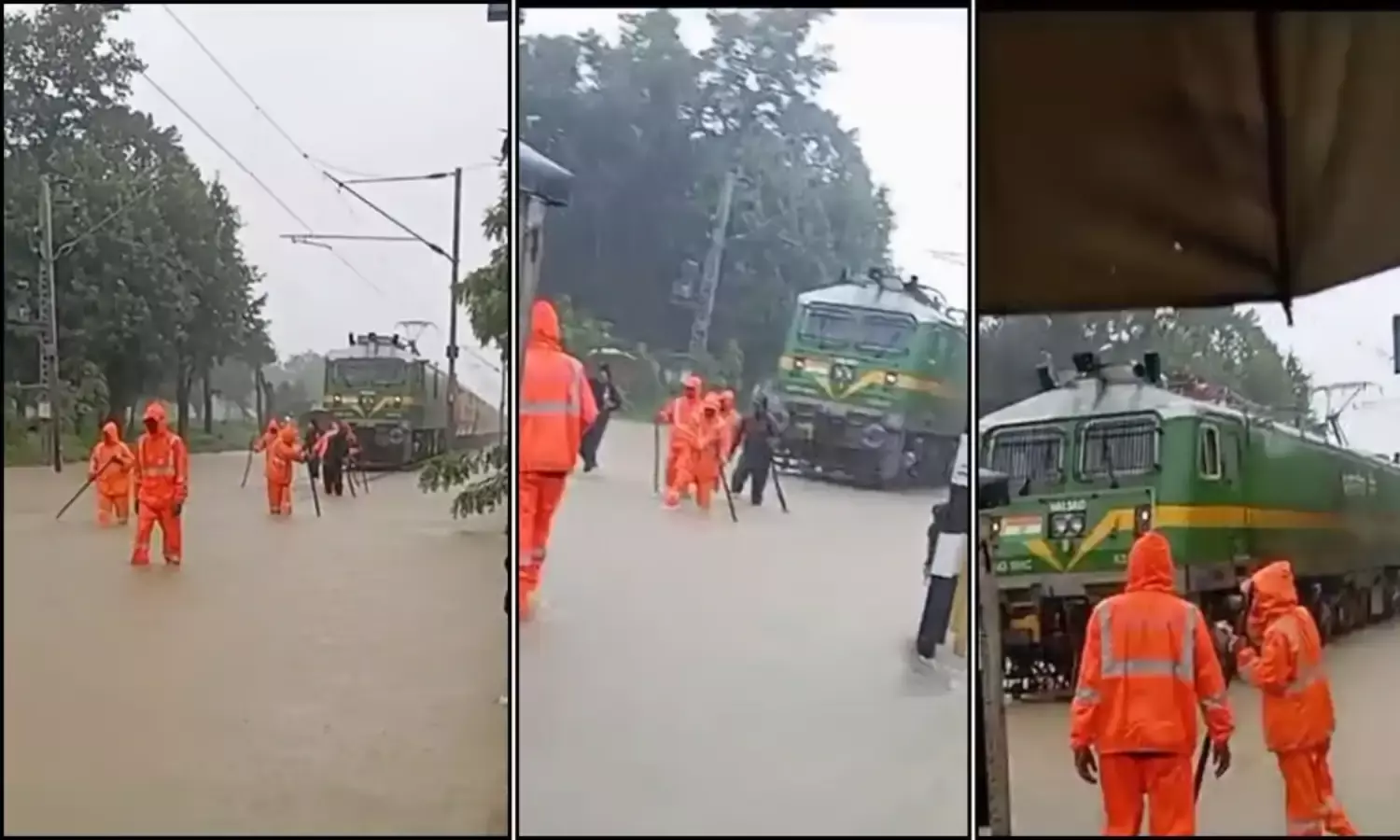 Jabalpur News : Mp में भारी बारिश के बीच, जबलपुर रूट के रेलवे ट्रैक पर भरा पानी... इंजन के आगे-आगे चलकर निकाली ट्रेनें