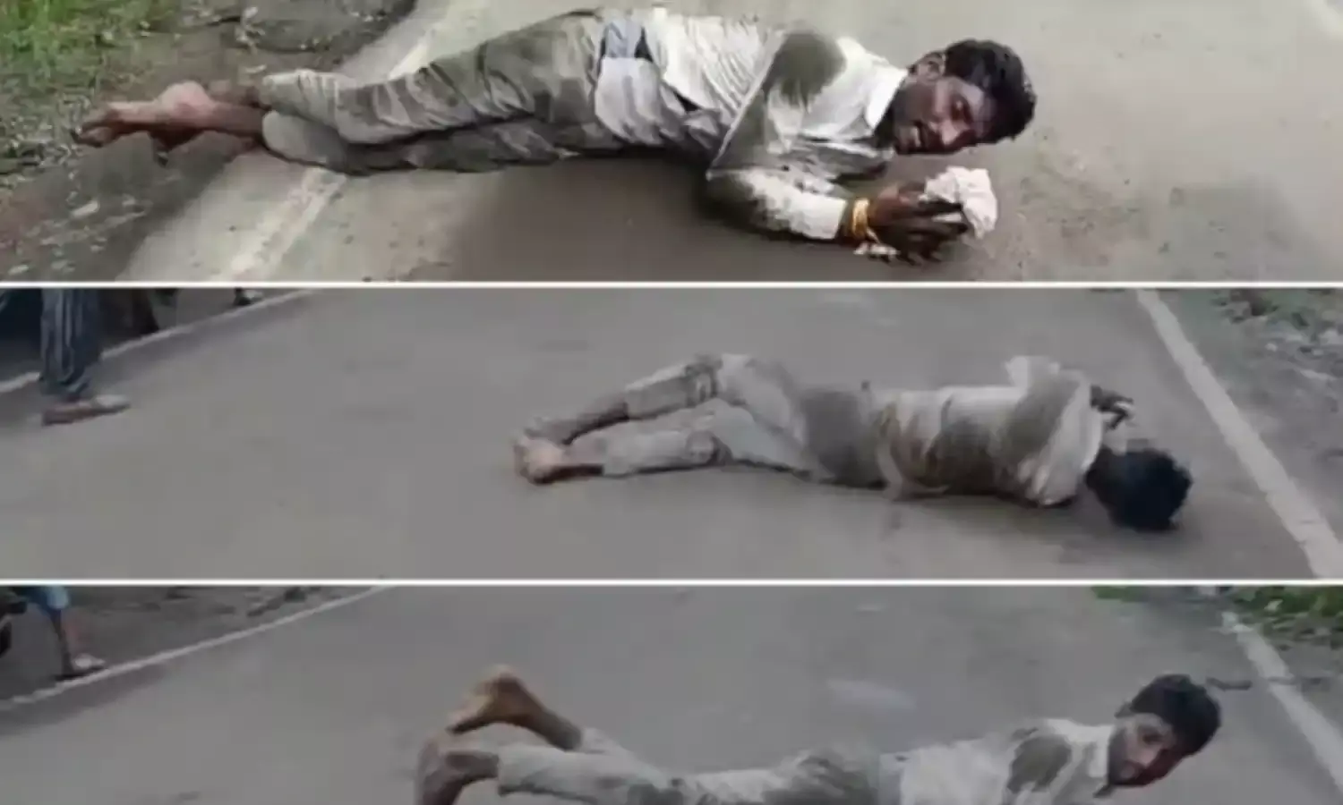 दो साल से जमीन के अतिक्रमण पर नहीं हो रही थी सुनवाई, पीड़ित किसान सड़क पर लोटते हुए पहुंचा कलेक्टर कार्यालय