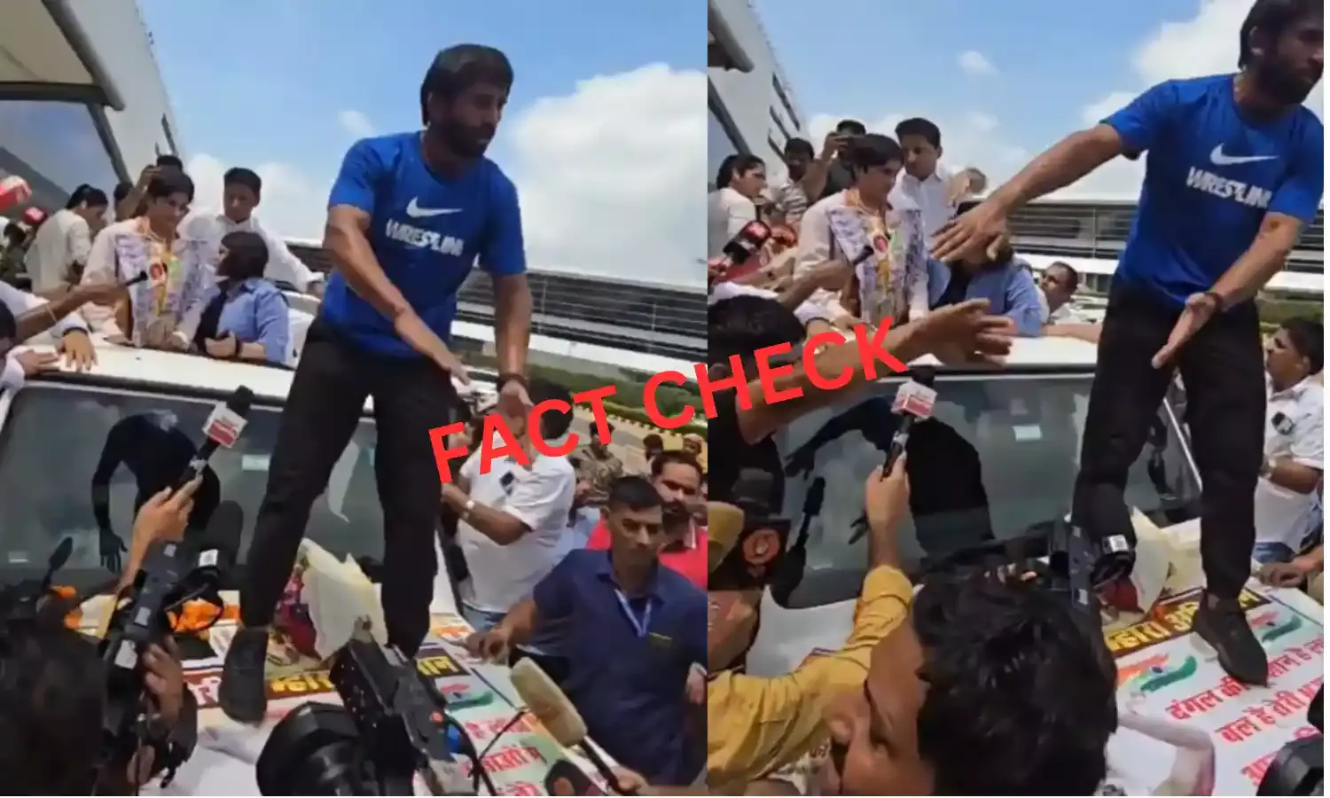 विनेश फोगट के स्वागत के दौरान बजरंग पुनिया ने किया तिरंगे का अपमान?