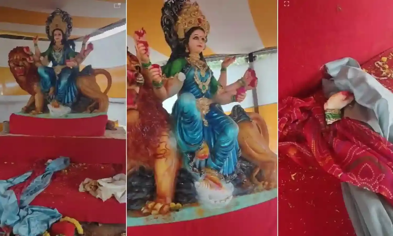 हैदराबाद में आधी रात को बदमाशों ने तोड़ी मां दुर्गा की प्रतिमा, पूजा सामग्री भी फेंकी