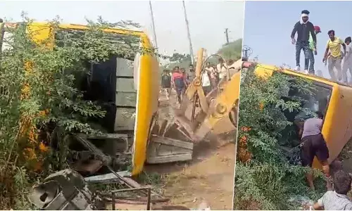 Kota School bus overturns