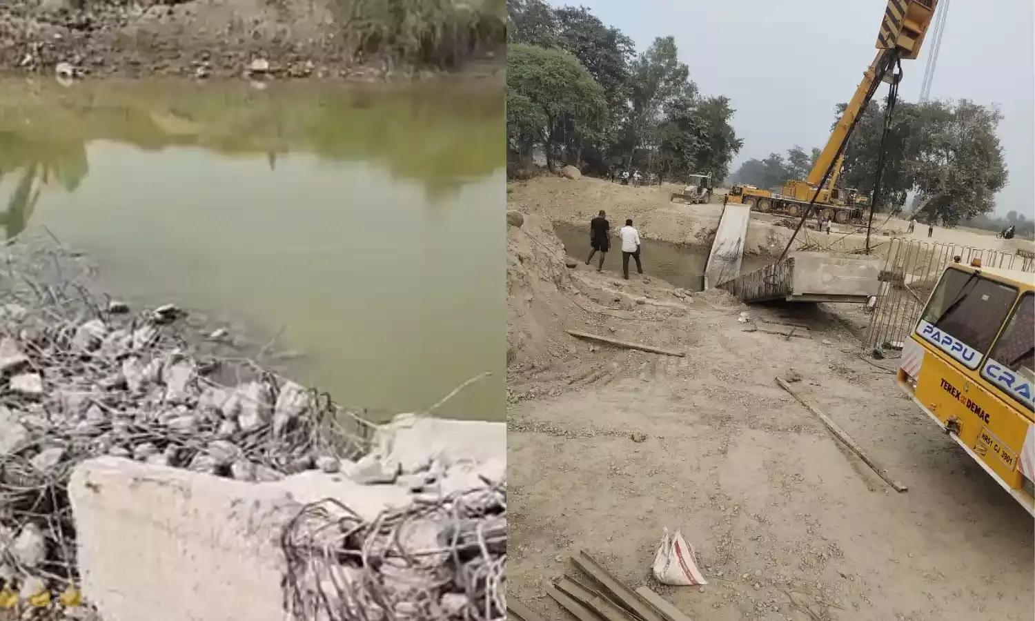 निर्माणाधीन पुल ढहा, निर्माण की गुणवत्ता पर खड़े हो रहे सवाल…