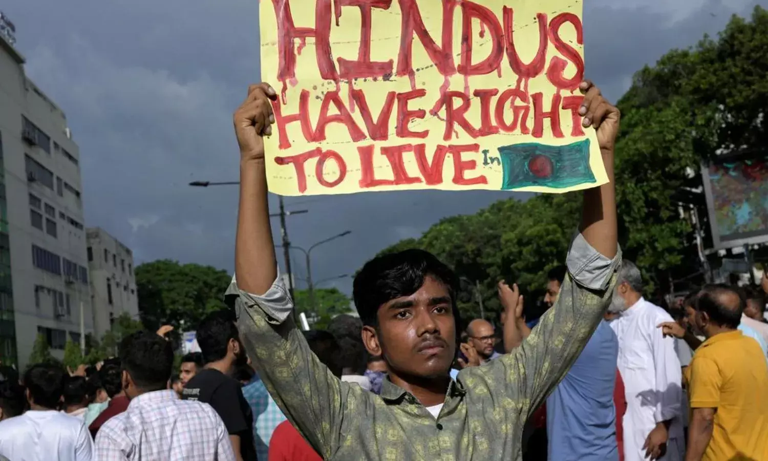 Protest in MP Against Attacks on Bangladeshi Hindus