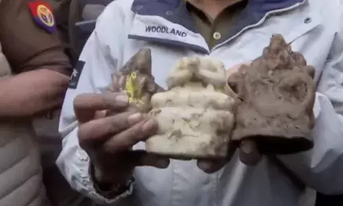 मंदिर के पास मिले कुएं की खुदाई के दौरान निकली खंडित मूर्ति