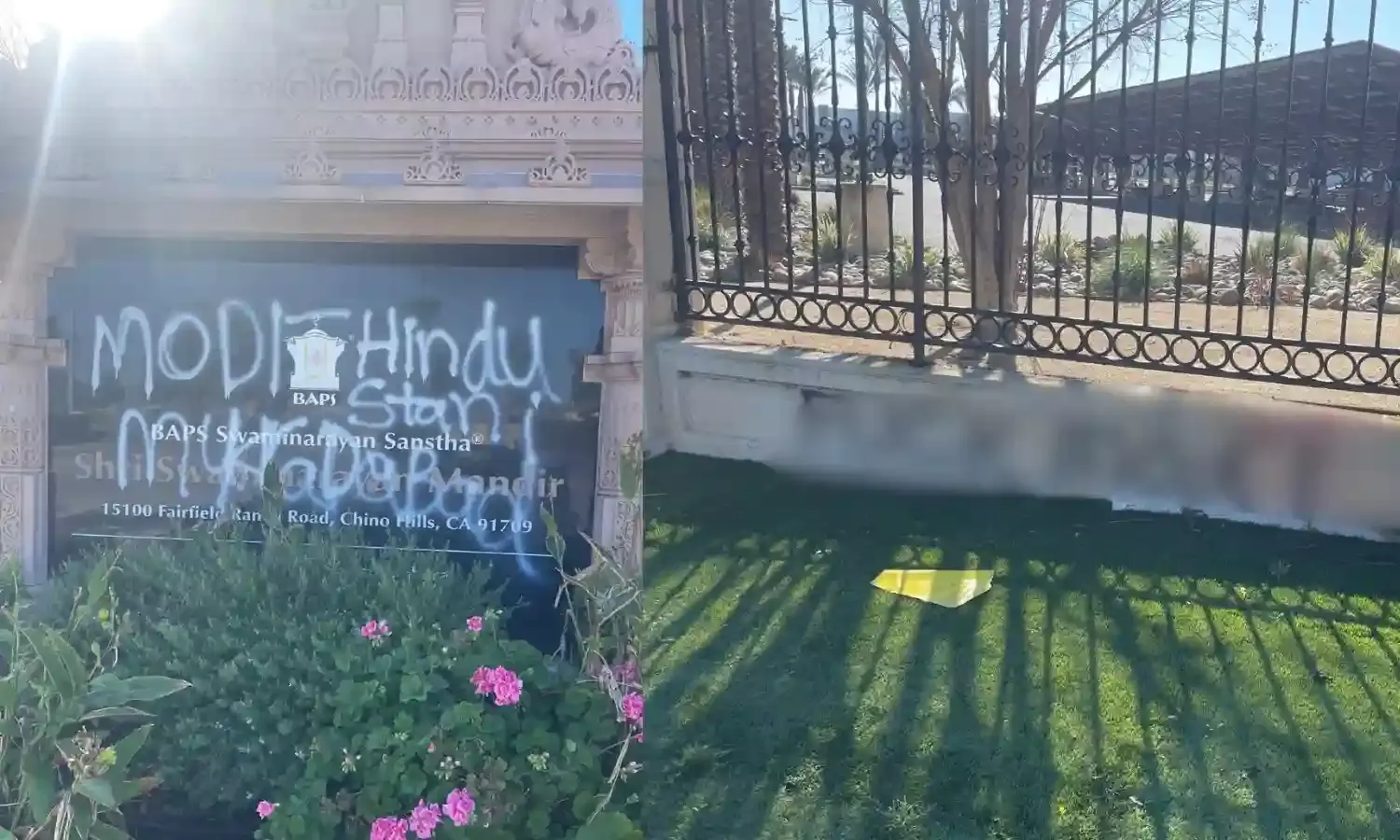 अमेरिका के कैलिफोर्निया में BAPS हिंदू मंदिर में तोड़फोड़, दीवारों पर लिखे आपत्तिजनक नारे