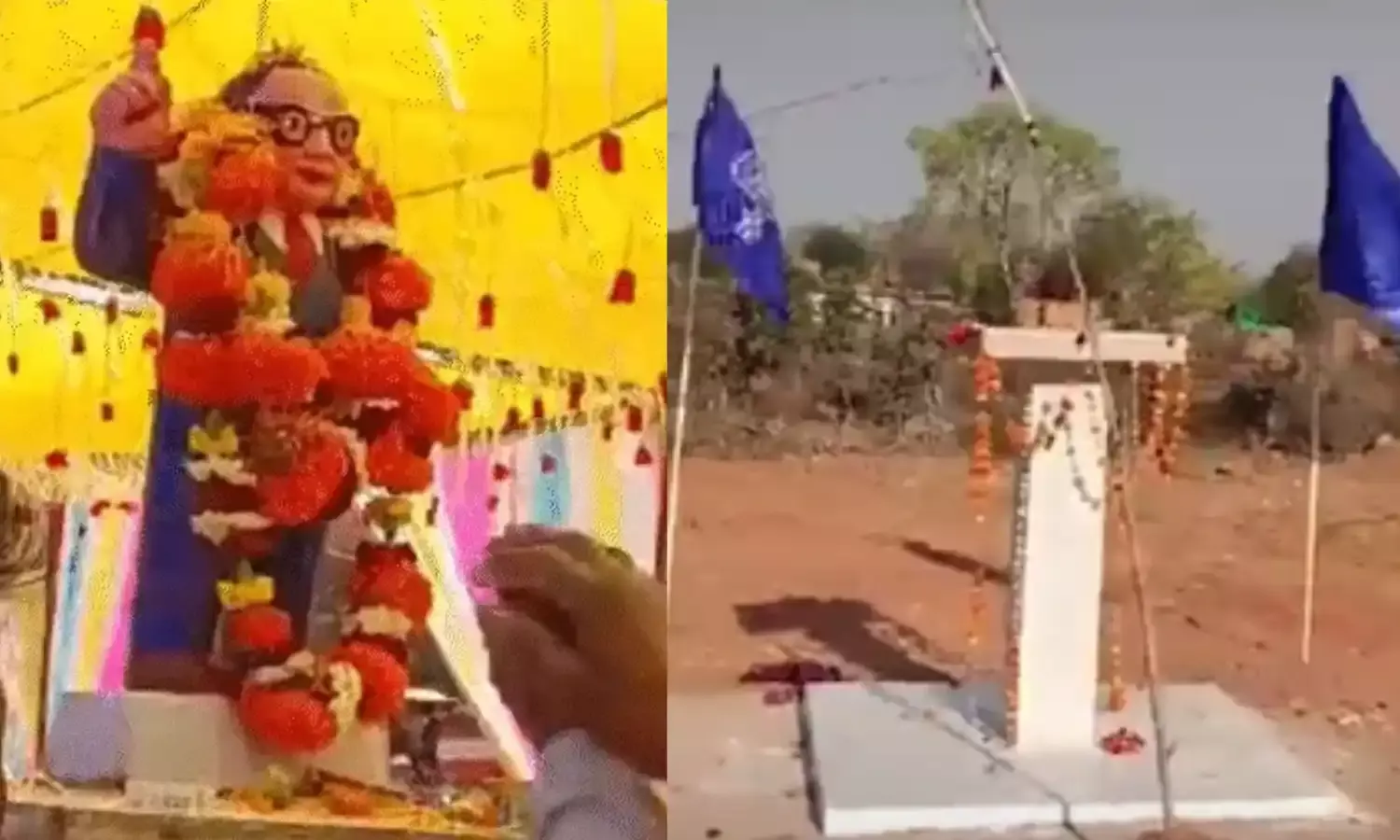 बाबा साहेब अंबेडकर की मूर्ति चोरी से गुस्से में ग्रामीण, स्थापना के समय  कुछ लोगों ने किया था विरोध