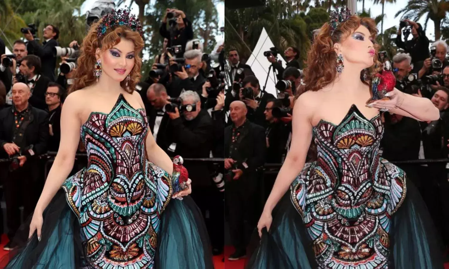 उर्वशी रौतेला का कान्स लुक वायरल, तोते वाले बैग की कीमत जान कर उड़ जाएंगे होश